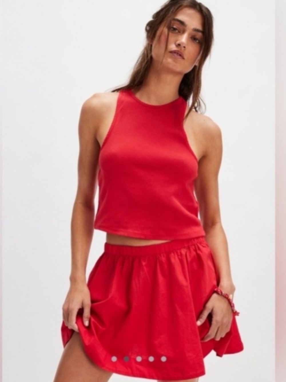 Free People Red Two-Piece Skirt Set